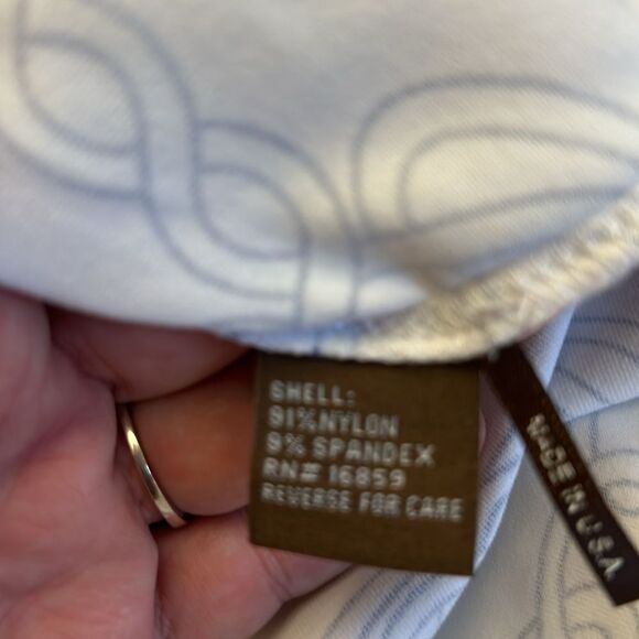 J. McLaughlin pale pink chain link design 3/4 length sleeve blouse Size L EUC - Picture 8 of 10